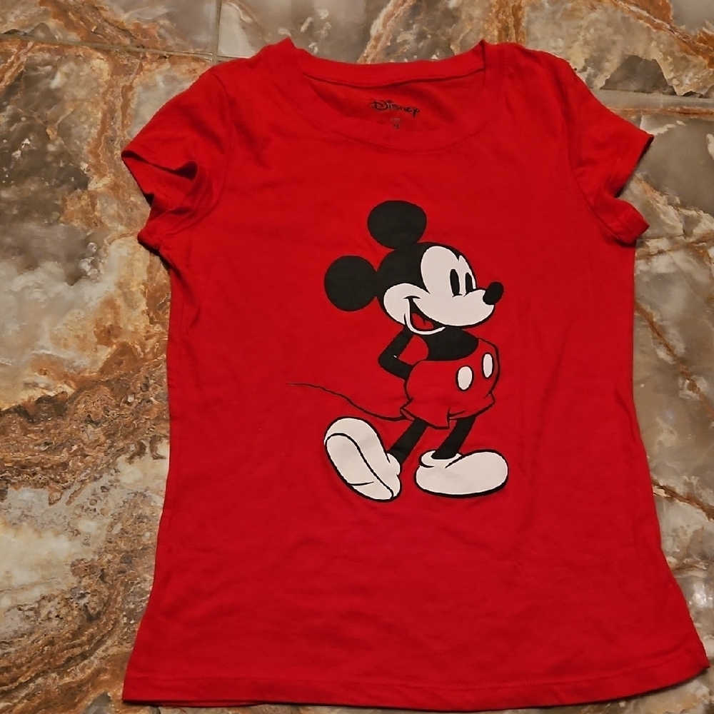 Disney Red and Black Mickey Mouse Short Sleeve Tee